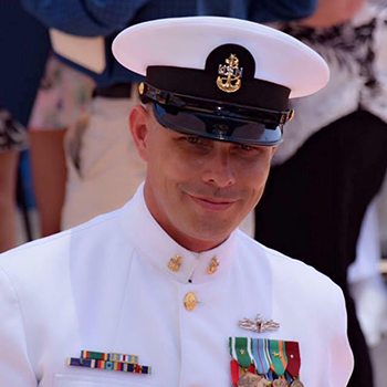 Travis Winfield in U.S. Navy dress uniform